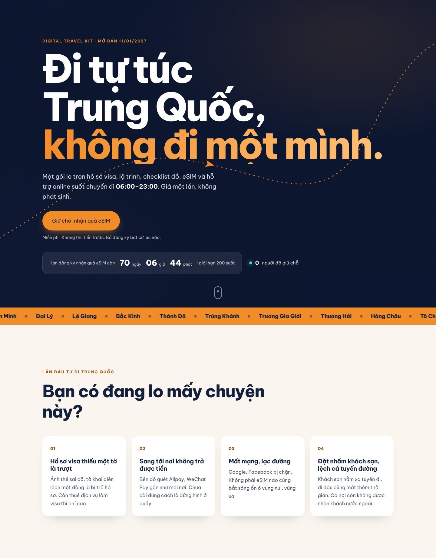 Trang đăng ký chờ của DTK
